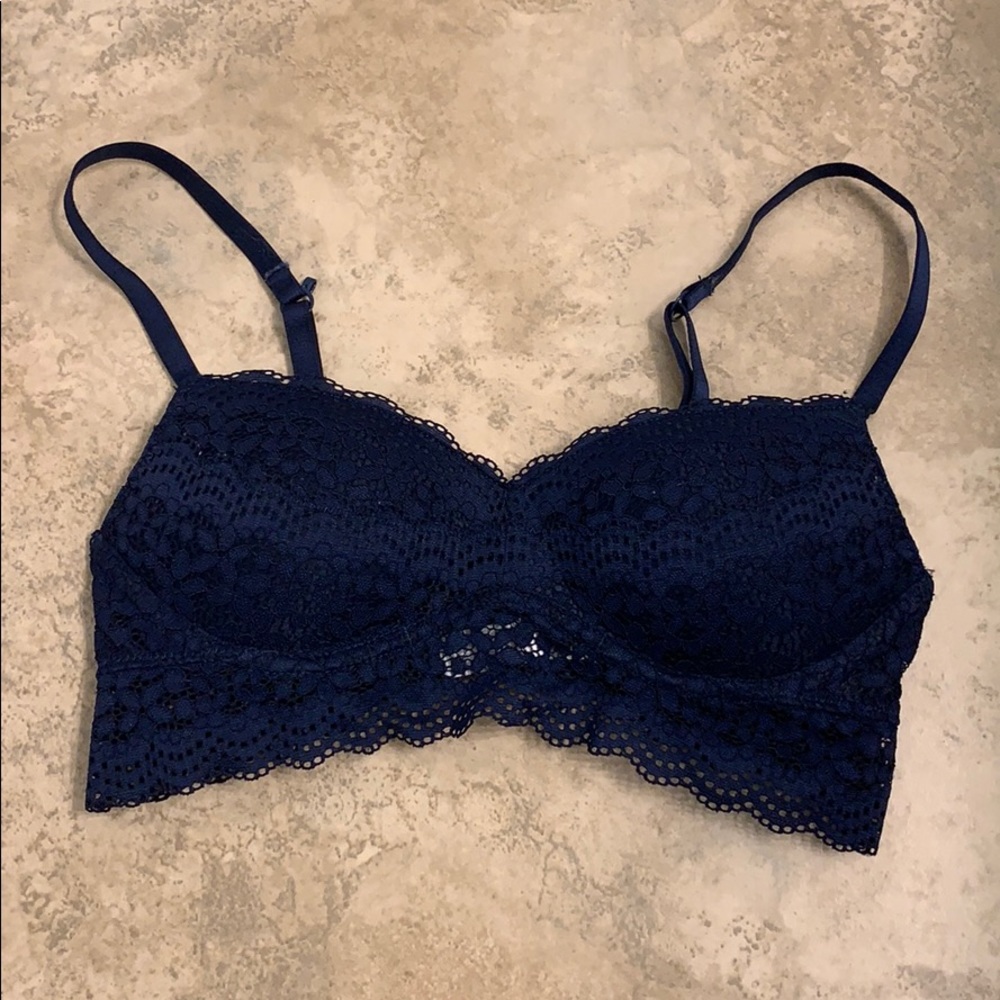 Navy Blue Lace Push Up Bra